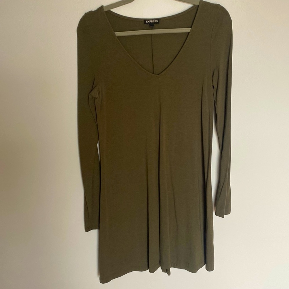 Long sleeve olive green dress